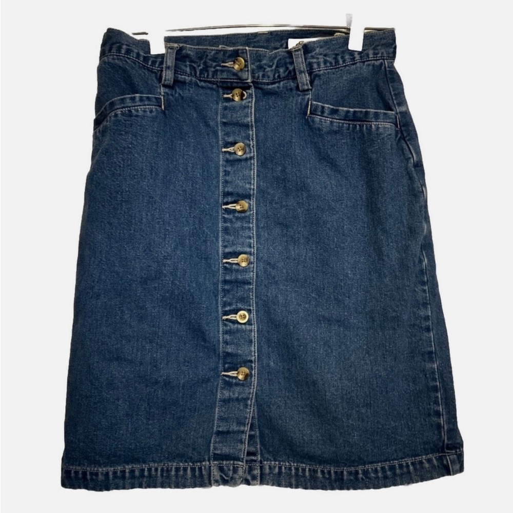 Vintage Eddie Bauer 100% Cotton Blue Denim Pencil Skirt Sz 6